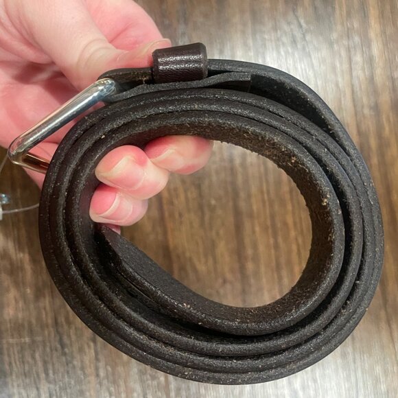 DEFECTIVE Madewell Men's Belt Approx. Sz 28-30 (?) (37.5"L) Narrow Leather Brown - Picture 10 of 14